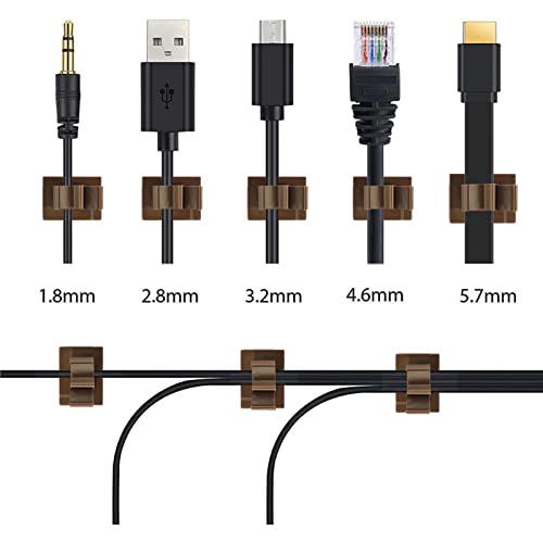 Viaky Adjustable Cable Clips, 30 Pcs Brown Adhesive Holder Ideal Cord Winder Management for Organizing Wires-Car Home Office and Desk Nightstand - color: 30brown, size: for 0-0.4''(10mm) cable