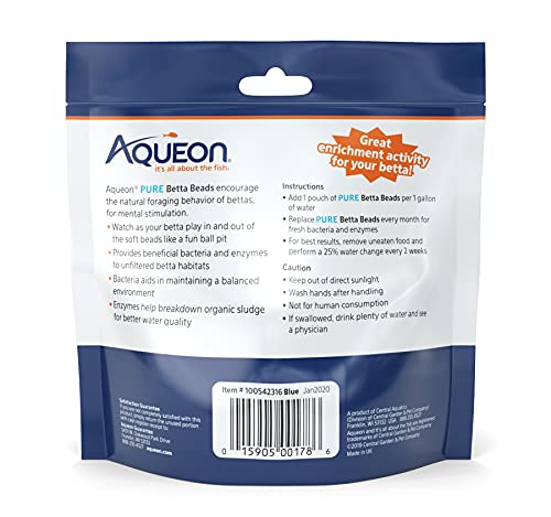 Aqueon Pure Betta Beads, Blue (Pack of 2) - color: Blue, size: One Pouch (Pack of 2)