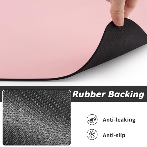 HotLive Dog Food Mat - Absorbent Cat Mat for Food and Water, No Stains Pet Feeding Bowl Mat, Easy to Clean Pet Placemats, Quick Dry Dog Water Dispenser Mat for Messy Drinkers | Paw Pink 12"x 19" - color: Paw Pink, size: 12"x19"