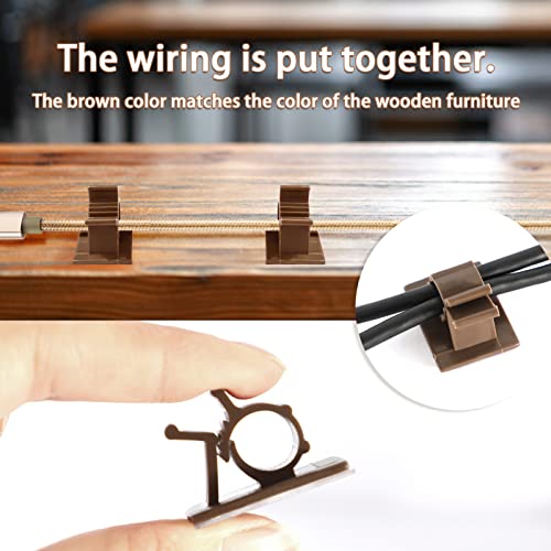 Viaky Adjustable Cable Clips, 30 Pcs Brown Adhesive Holder Ideal Cord Winder Management for Organizing Wires-Car Home Office and Desk Nightstand - color: 30brown, size: for 0-0.4''(10mm) cable