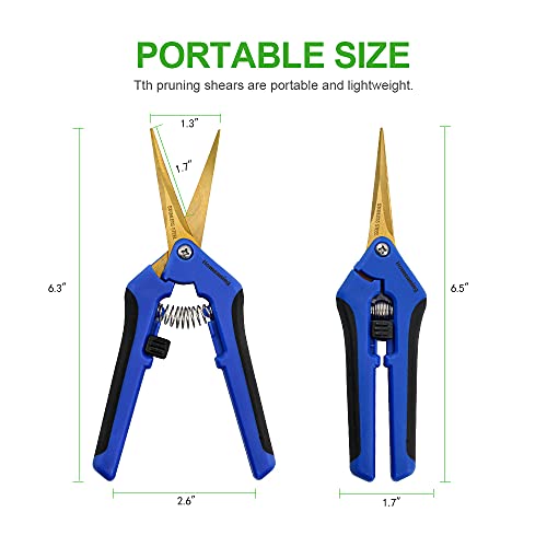 3 Packs Garden Pruning Shears with Curved Blades Trimming Scissors, Gardening Hand Pruning Snips Titanium Coated Precision Bonsai Pruning Shears, Convenient Flower Cutters(Blue) - style: Curved Blade