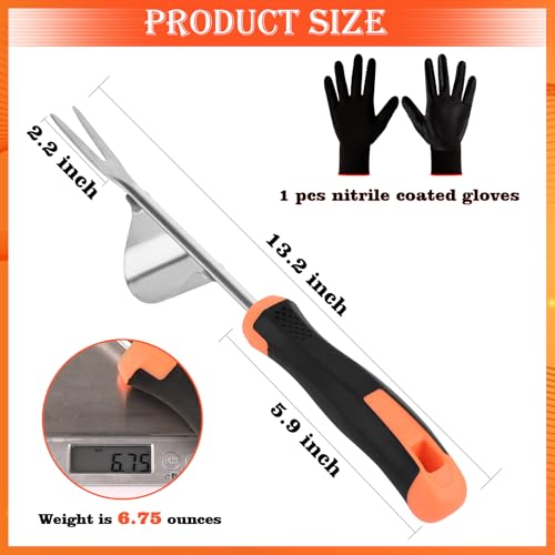 BokingOne Hand Weeder Tool - V-Shaped Stainless Durable Unique Lever Design Weed Puller Tool with Anti-Slip Rubberized Handle for Effortless Dandelion Their Roots & Weed Removal. - color: Lever Design Weed Puller Tool