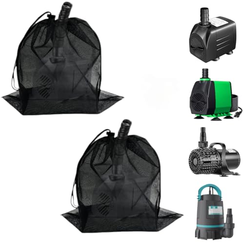 2 Pcs 17.7" x 17.7" Pond Pump Cover, Pond Pump Filter Bag, Black Media Bag Large Pump Mesh Bag for Outdoor Water Ponds Filters, Water Filter Pump, Outdoor Ponds, Garden, Swimming Pool (2Pcs)