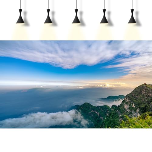 Mountain Aquarium Background Blue Sky Lush Clouds Mountain Peaks Fish Tank Background Sunset Mountains Landscape Reptile Tank Backgrounds Sunrise Rock Mountains Reptile Enclosure Backgrounds 24x12in - color: Blue_White, size: 24(W)x12(H)inches/ 60(W)*30cm