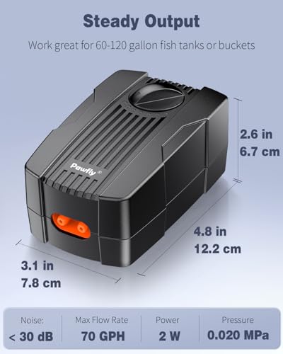 Pawfly Aquarium Air Pump Oxygen Pump for 10-200 Gallon Fish Tanks Buckets Dual Outlet Adjustable Ultra Quiet Aerator Pump with Accessories - size: 60-120 gal (With Kit)