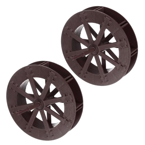 uxcell 2 Pcs Fountain Water Wheel, 4.3 Inch Desktop Fortune Statue Aquarium Wheels Decor Water Fountains Wheel Brown - color: Brown, size: 4.3 Inch