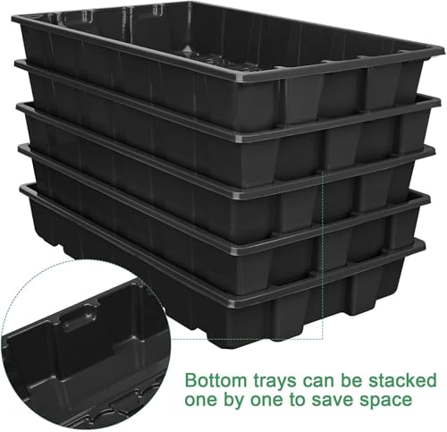 MIXC Seedling Trays Seed Starter Tray, 10-Pack Mini Propagator Plant Grow Kit Greenhouse with Humidity Vented Domes and Base for Seeds' Starting (40 Cells Per Tray, Total 400 Cells), Black - color: Black, size: 40-Cell 10-Pack