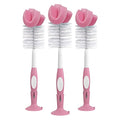 Dr. Brown's Reusable Sponge Baby Bottle Cleaning Brush Set with Suction Cup Stand, Scrubber and Nipple Cleaner, Pink, 3 Pack - color: Pink Bottle Brush, size: 3-Pack