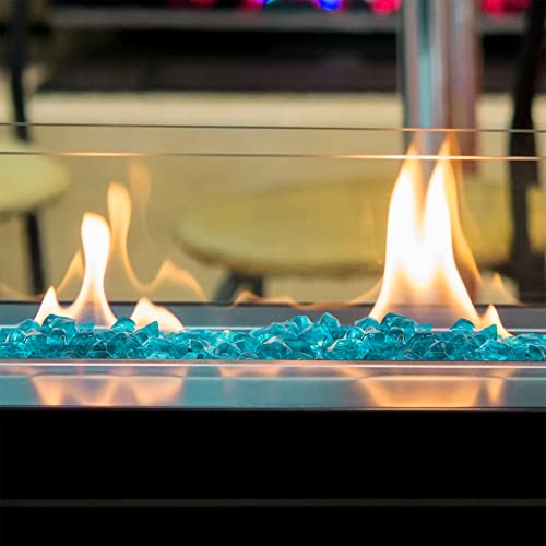 Onlyfire 1/2-Inch Polygon Fire Glass, 10 Pound Pack Glass Rock for Fireplace Fire Pit & Lanscaping, High Luster Aqua Blue - color: Aqua Blue, size: 1/2 inch