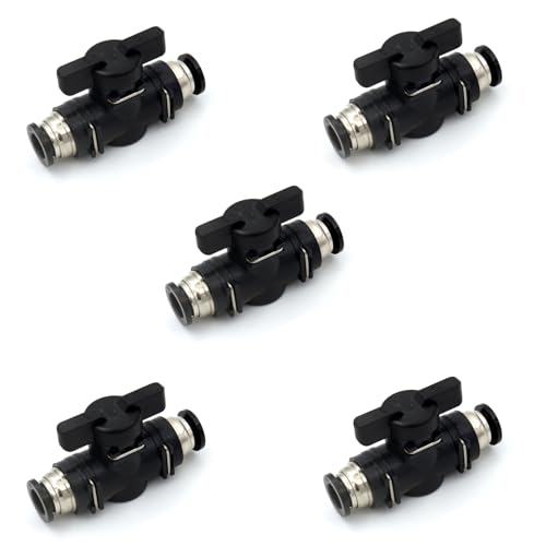 1/4 Push to Connect Valve Union Ball Valve Air Flow Control Valve Quick Connect Tube Fittings Pneumatic Valve Air Hose Fittings 5pack, 0.25 Inch - size: 0.25 Inch