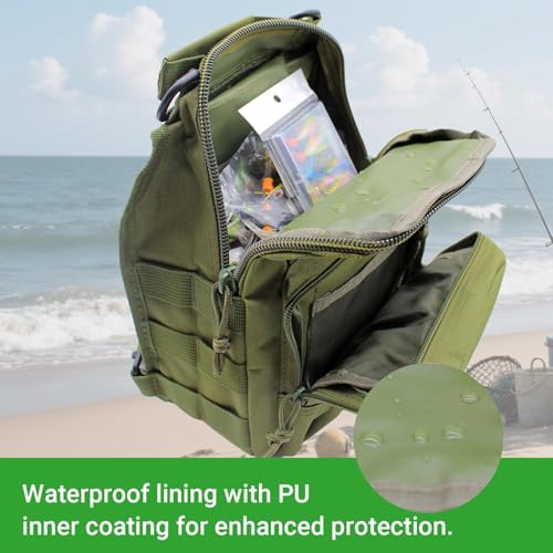 Lightweight Fishing Tackle Backpack Professional Water-Resistant All-in-One Rod Holder & Gear Storage - color: Green