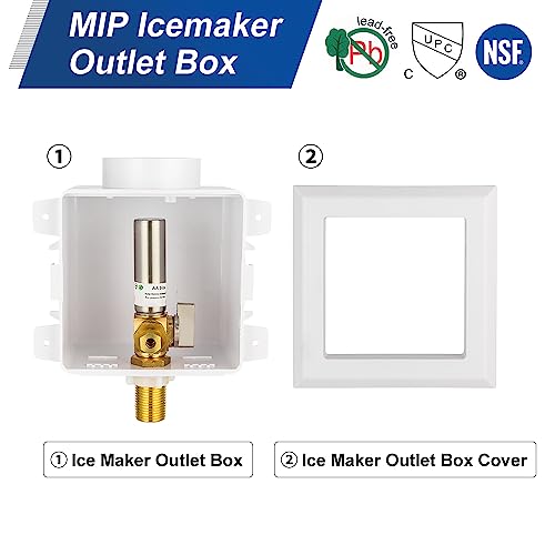 EFIELD Universal Ice Maker Box,1/2-Inch Sweat MIP Inlet with Installed 1/4-Turn Ball Valve with Stainless Steel Water Hammer Arrestor,(IM030) - size: with SS Arrestor, style: MIP