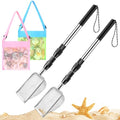 POILKMNI New Upgraded 2 Pcs Shark Tooth Sifter with Seashell Bags, Beach Sand Sifter, Sand Scoop Shell Scooper for Beach Scoop Shovel Sifter Tool for Picking Up Shells, Shark Tooth Sifter Dipper - color: Black