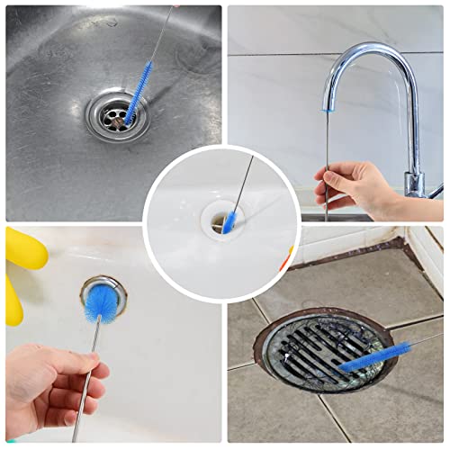 Flexible Drain Brush Cleaner Kit – CPAP Hose Cleaner 5ft Long Elastic Double Head Nylon Cleaning Brush + 3pcs 10” Straw Brushes for Aquarium Water Filter Pipe Air Tube Fish Tank Tub Sinks Glass Vase