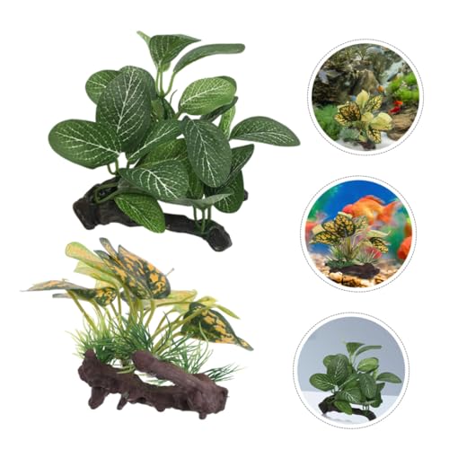 2pcs Aquarium Artificial Plastic Plants Fish Tank Accessories Leaf Hammock Pad Small Tank Decorations Plastic Fish Hides for Betta and Goldfish