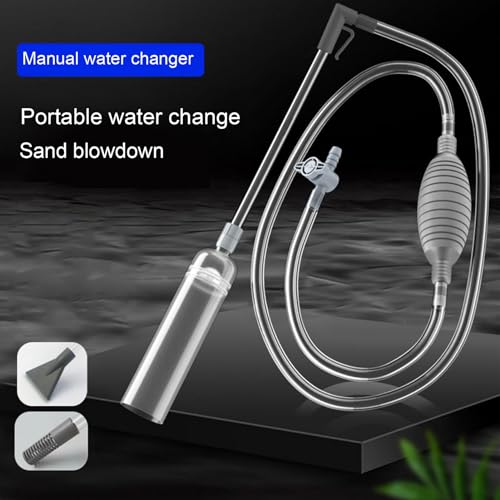 Worparsen Manual Swimming Pool Vacuum Cleaner with 2 Nozzle Adapters Clear Siphon Hose Adjustable Valve Detachable Fish Tank Water Change Spa Hot Tub Blue Long - color: Blue Long