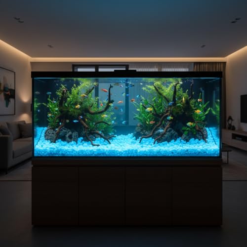 Shiny Stone Glow in The Dark Aquarium Neon Gravel Sand, Decorative Rocks for Fish Tank and Fairy Garden, Home Dec,305g/0.67lbs (15-22mm, Sky Blue) - color: Sky Blue, size: 15-22mm
