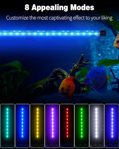 Pawfly 5.5 W Aquarium LED Light 19 Inch Underwater Fish Tank Light with Timer Auto On/Off Fish Tank Background Lights with 8 Lighting Modes Submersible Multi-Colored Tube Lights for Decoration - color: PRO (Timing Function), size: 19 Inch