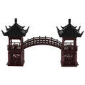 Ipetboom Fairy Garden Pavilion Figurine: Mini Pagoda with Bridge Statue Miniature Zen Garden Accessories for Micro Landscape Aquarium Dollhouse Decor