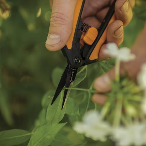 Fiskars 6" Pruning Scissors (2-Pack) for Flowers, Buds, Weeds and Small Plants, Garden Snips with Resin Resistant Nonstick Stainless Steel Blades, Gardening Trimmers with Comfortable Handle - style: Pruning Snips (Non Stick 2 Pack)
