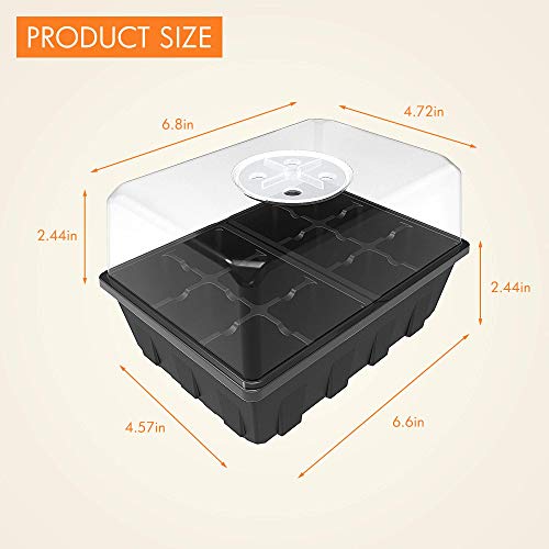 Gardzen 3 Pack Seed Starting Tray, Plant Germination Trays, Seed Starter Kit with Adjustable Humidity Vented Dome, Plant Growing Kit 6.6" x 4.5", Total 36-Cell, Black - color: Black, size: 3-Pack