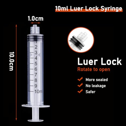 30Pack 10ml Syringe Plastic Luer Lock Syringe Without Needle for Scientific Labs,Feeding Pets Individually Sterile Sealed
