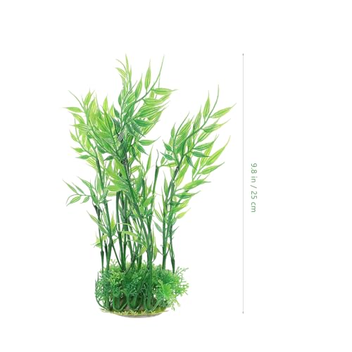 VOSAREA 2pcs Artificial Aquarium Plants Plastic Aquarium Bamboo Fish Tank Accessories Green Fish Tank Decorations for Aquarium Decor Plastic Plants (2.75X1.97X9.82in)