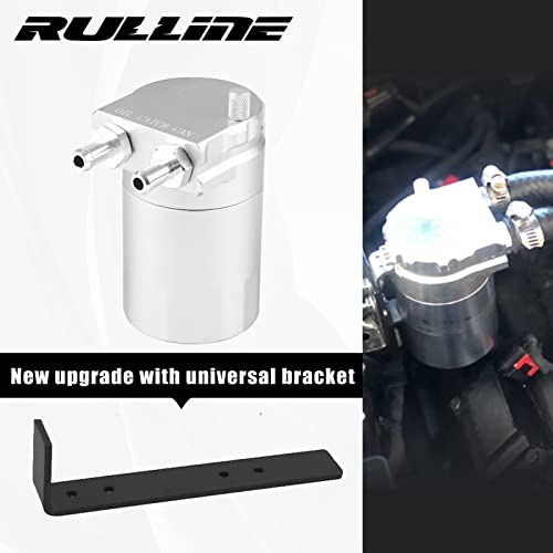 RULLINE Universal 350ml Reservoir Tank Oil Catch Can Tank 0046 Aluminum Polish Baffled Reservoir with Bracket Silver - color: Silver, size: Upgraded version with bracket