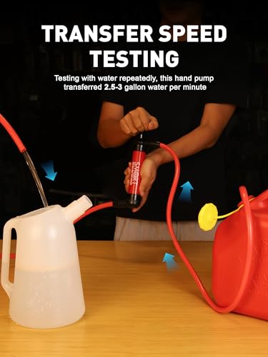 SMART JERRY - Fluid Transfer Pump Automotive, Oil Transfer Pump, Hand Pump Siphon, Multi-Use Hand Fuel Pump for Gas Oil and Liquids, RV Antifreeze Pump Kit, Siphon Pump for Fish Tank, Lawn Mower Pump
