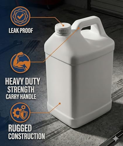 kitchentoolz 2.5 Gallon Water Jug – Heavy-Duty HDPE Carboy for Automotive Used Oil & Liquid Storage – 10 Quart Mixing Container with Secure Lid – Made in USA - White - color: White