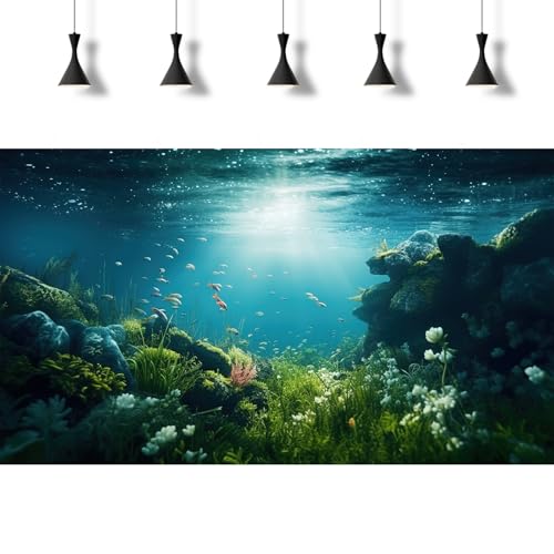 Underwater Aquarium Background Under The Sea Fish Tank Background Ocean Floor Green Aquatic Plants Aquarium Backgrounds Deep Sea Sunray Tropical Fish Aquarium Tank Backgrounds 24x12in - color: Leaf Green, size: 24(W)x12(H)inches/ 60(W)*30cm(H)