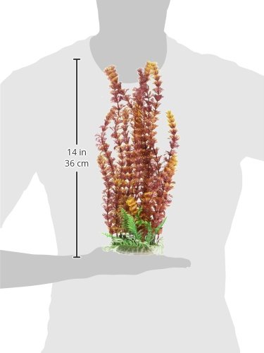 Aquatop 12 Inch Rustic Fire Cabomba-Like Artificial Aquarium Plant - Realistic, Weighted Base for Stability, Ideal Aquarium Decor for Freshwater and Saltwater Tanks, PH-BH43