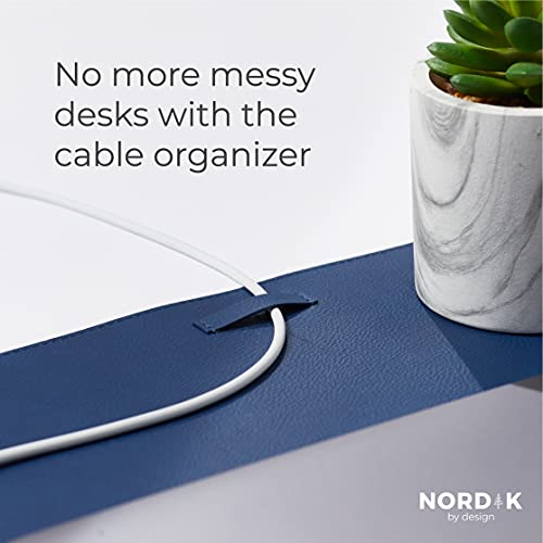 Nordik Leather Desk Mat Cable Organizer (Midnight Blue 35 x 17 inch) Premium Extended Mouse Mat for Home Office Accessories - Felt Vegan Large Leather Desk Pad Protector & Desk Blotter Pads Decor - color: Midnight Blue