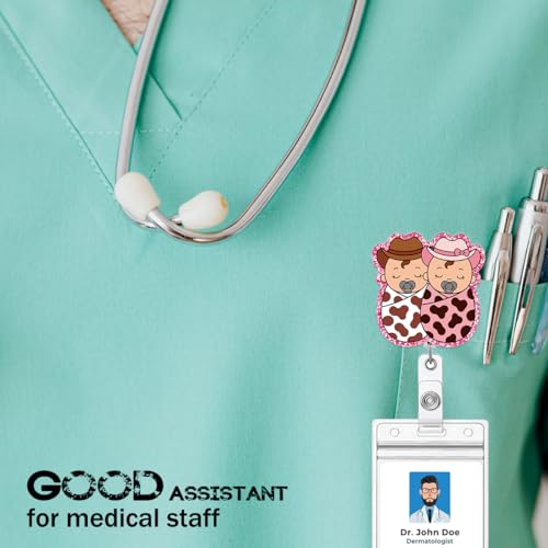 Cute Labor and Delivery Badge Reel, OBGYN Pediatric Nurse Badge Holder Retractable Cowboy Baby ID Clip for RN Hospital Nurse Nursing Medical Assistant Worker - color: Cowboy Baby