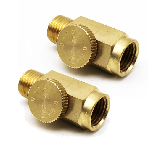2pcs Brass In-Line Air Flow Regulator Adjustable 1/4" NPT Male & Female Air Inlet Volume Control Tool Valve