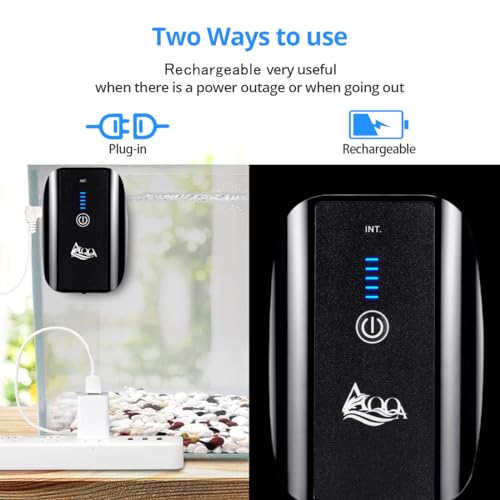 AQQA Aquarium Rechargeable Air Pump,Multifunctional Portable Energy Saving Power Quiet Oxygen Pump, One/Dual Outlets with Air Stone,Suitable for Indoors Power Outages Fishing - size: 1.7W(0-100gal)