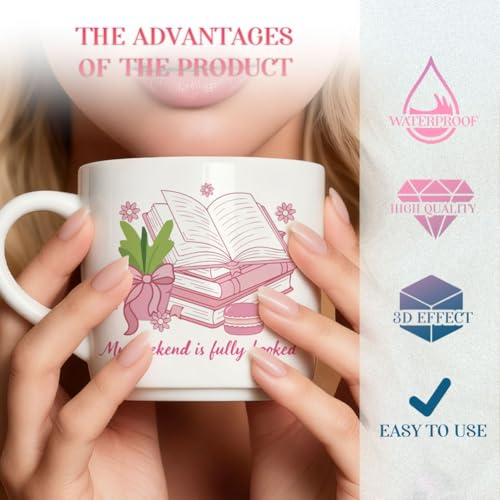 14 Pcs Reading UV DTF Cup Wraps for 16OZ Glass, 4.3 x 9.4 Inch Pink Reading Book Lover UV DTF Transfer Stickers Waterproof Rub on Transfer Decals for Glass Bottle Vase Furniture Crafts - style: Pink Reading