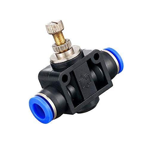 Metalwork Air Flow Control Valve with Push-to-Connect Fitting, In-Line Speed Controller Union Straight, 6mm to 6mm, 1/4" Tube OD x 1/4" Tube OD (Pack of 2) - size: 6mm