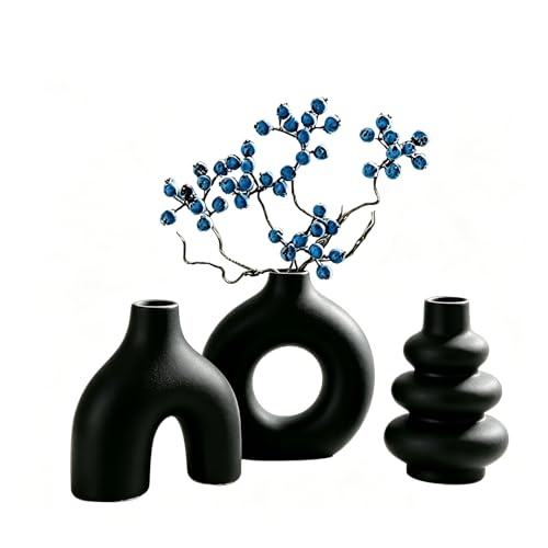Upgraded Ceramic Vases Set for Home Decor, 3 Piece Modern Neutral Room Decor Desk Vase Bedroom Decor Flower Vase for Table Shelf Office Kitchen, Happy Birthday Gifts for Women Mom Men (Mix-3Pcs) - color: Mix-3pcs