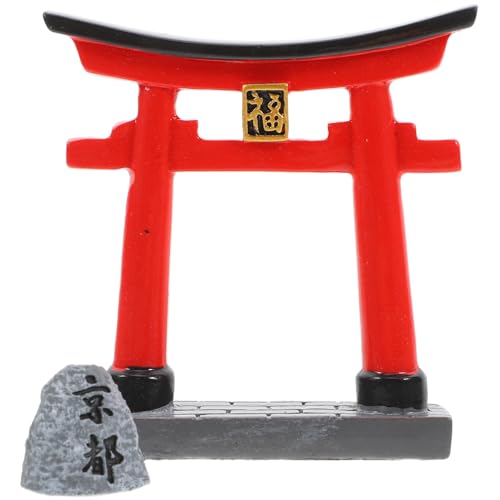 Yardwe Japanese Gate Altar Shelf Miniature Fish Garden Decor Precision Carved Japanese Temple Statue for Aquarium Fine Detail Landscape Decoration with Stone Bridge and Ornament - color: Assorted Color 1