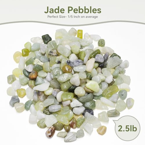 Pulovin 2.5LB Succulent and Cactus Pebbles, 1/5 Inch Jade Pebbles for Indoor Plants, Decorative Gravel for Vases, Bamboo, Succulent, Terrarium, Crafts, Cactus - color: Jade