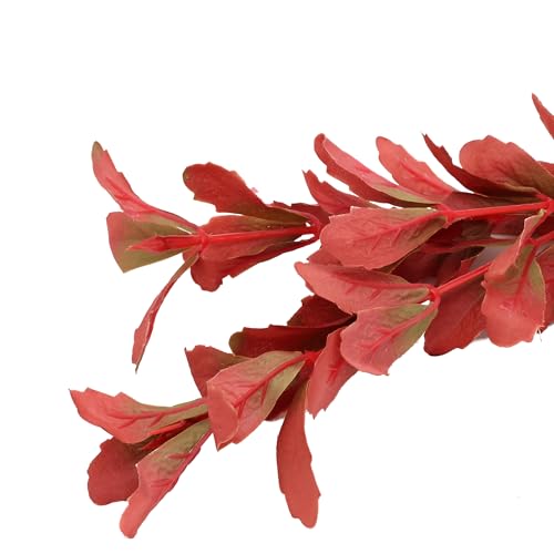 2-Pack 12 Inch Aquarium Silk Aquarium Plants, Artificial Plastic Plant for Small Tank, Goldfish, Fish Hides (Red, 12 Inch) - color: Red