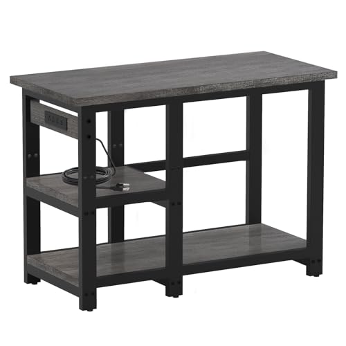 AQQA 35-40 Gallon Fish Tank Stand with 5 in 1 Power Outlets, 31x18 Inch Heavy Duty Metal Frame Aquarium Stand, Adjustable Storage Shelves, 620LBS Capacity Terrarium Stand, 3 Tiers Reptile Tank Stand