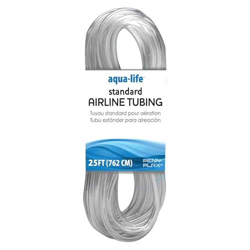 Penn-Plax Aqua-Life Standard Airline Tubing - 3/16 Inch Flexible Airline Hose for Aquarium Pumps, Fish Tank Line for Air Stones & Filters - Safe for Freshwater & Saltwater - 25 ft Long, Clear - size: 25 Feet, style: Plastic