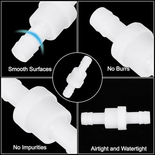 PATIKIL 3/8" Barb Hose One Way Inline Check Valve, 2 Pcs Plastic Non Return Water Stops Ozone Resistance Valve for Aquarium Garden Fuel Oil Air Gas, White - size: 3/8 Inch