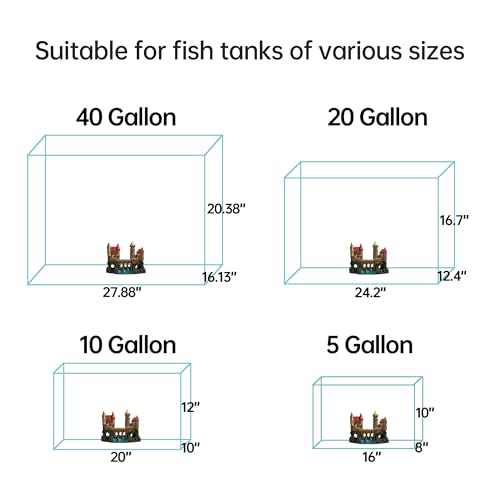 Fish Tank Castle Aquarium Decor – Large Resin Aquarium Ornaments for Aquarium Decorations, Safe Hideout Cave for Small Fish & Shrimp, Fairy Tale Fish Tank Accessories for Aquascape & Gifts - color: Castle a