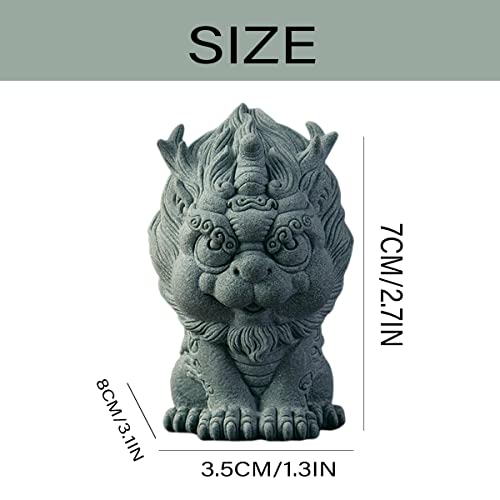 livelyfish Feng Shui Guardian Chi Lin/Kylin/Qi Lin Statue Sandstone Figurine Wealth Good Luck Sculpture Chinese Decor for Fish Tank Aquarium Garden & Patio Micro Yard Bonsai Decoration (S) - size: Small