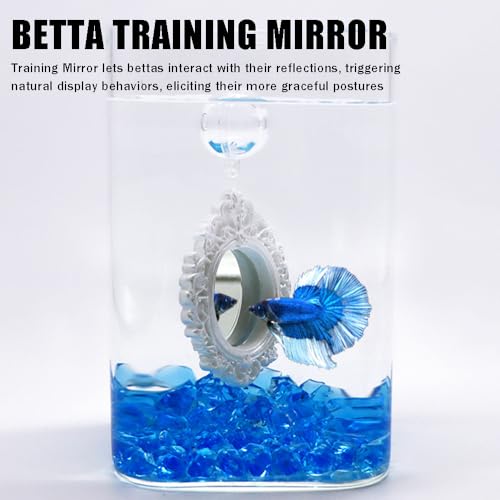 OULIGET Floating Fish Tank Decorative Mirror,Betta Exercise Training Mirror,Floating Device Aquarium Decorations,Ornament Training and Aesthetic Landscaping,2 Pieces