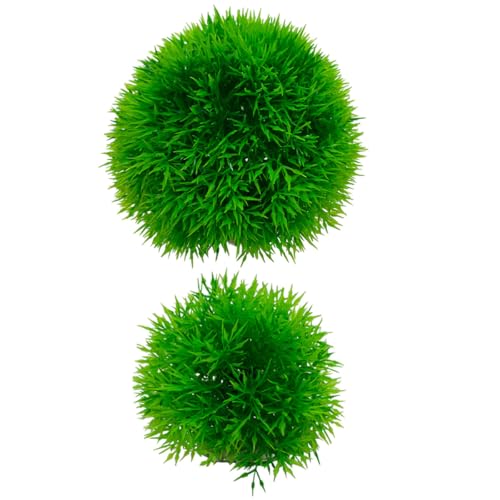 2Pcs Fish Tank Decorations 4.52In Aquarium Fake Plants Lifelike Simulated Water Grass Balls Underwater Crafts for Home Office Aquarium - size: 11.5x11.5cm