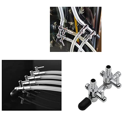 2 Pcs Stainless Steel Air Splitter Flow Control Valve 2-Way Fish Tank Air Flow Control Lever Valve Distributor Splitter Aquarium Control Valve Accessories